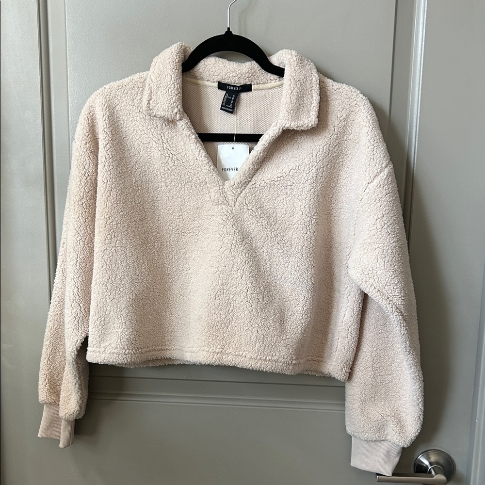 Forever 21 Cream V-Neck Sweater